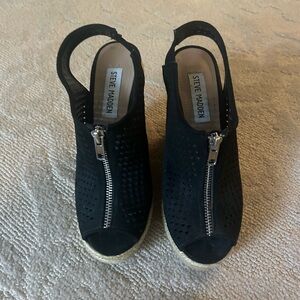 Steve Madden Black Espadrilles with Zipper